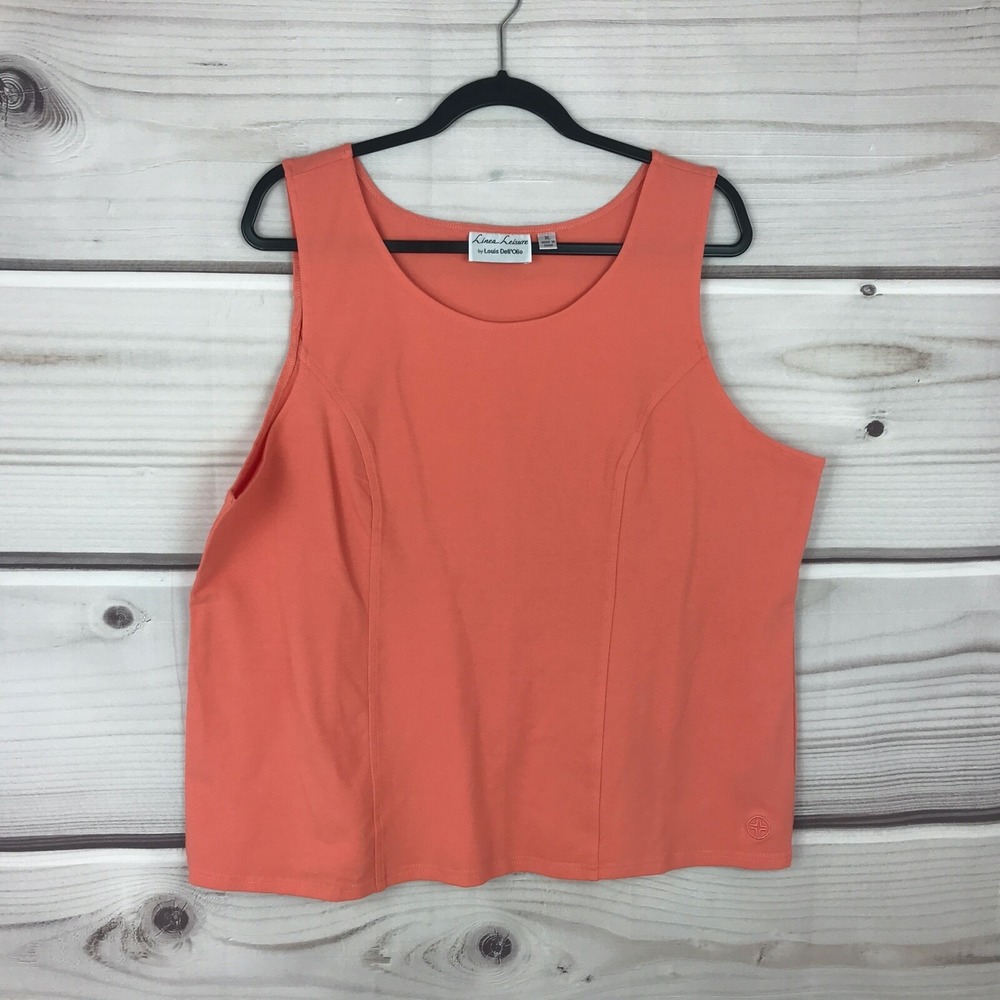 Linea Leisure Louis Dell'Olio Top Womens XL Orange Scoop Neck Tank Sleeveless